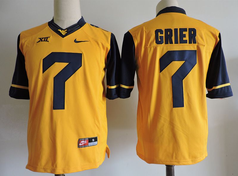 Men West Virginia Mountaineers #7 Grier Yellow Nike 2025 NCAA Jersey->ncaa teams->NCAA Jersey